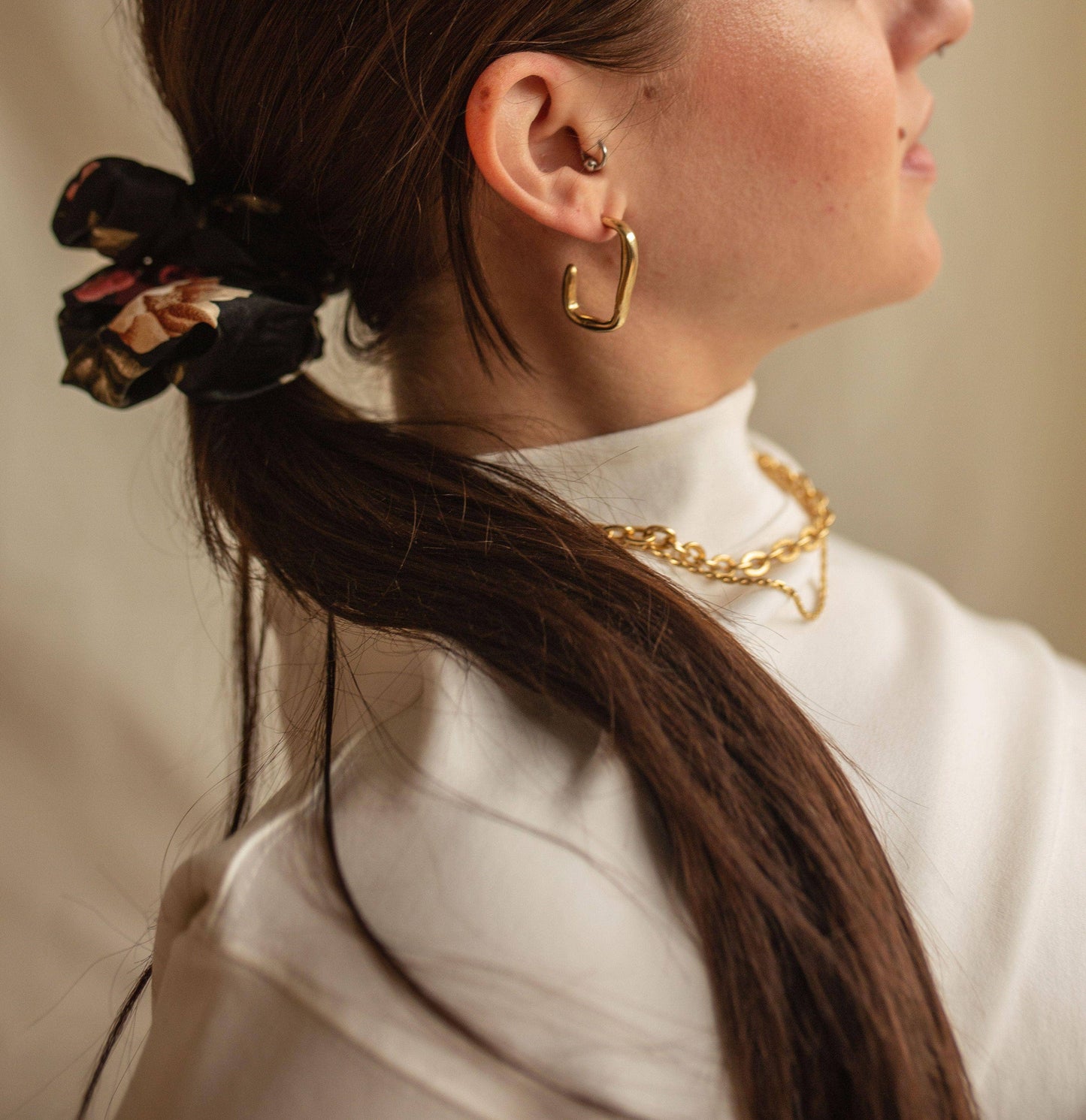 Geometric Classic Recycled Brass Rectangle Hoops
