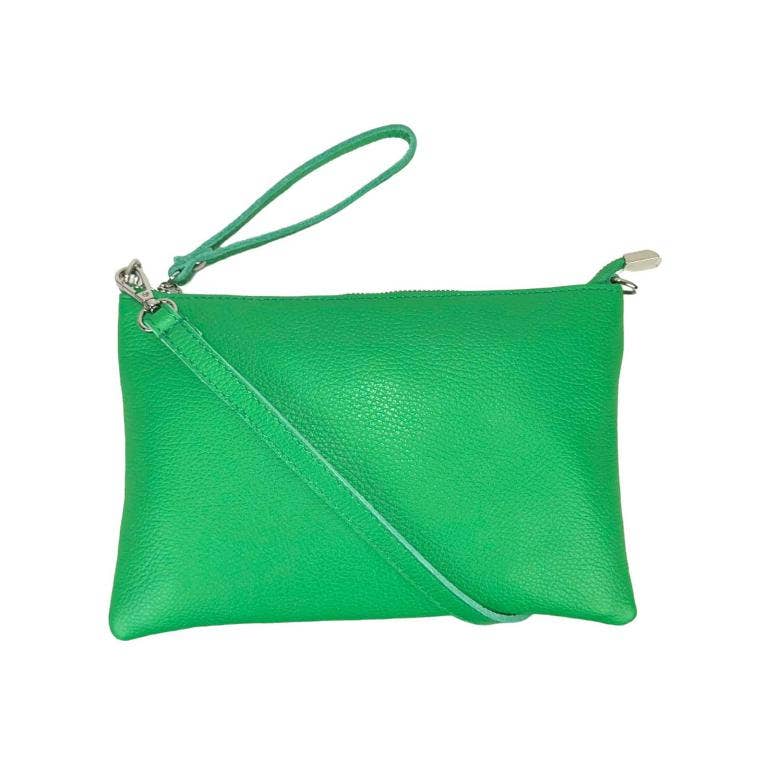Genuine Leather Clutch Handbag with Adjustable Strap