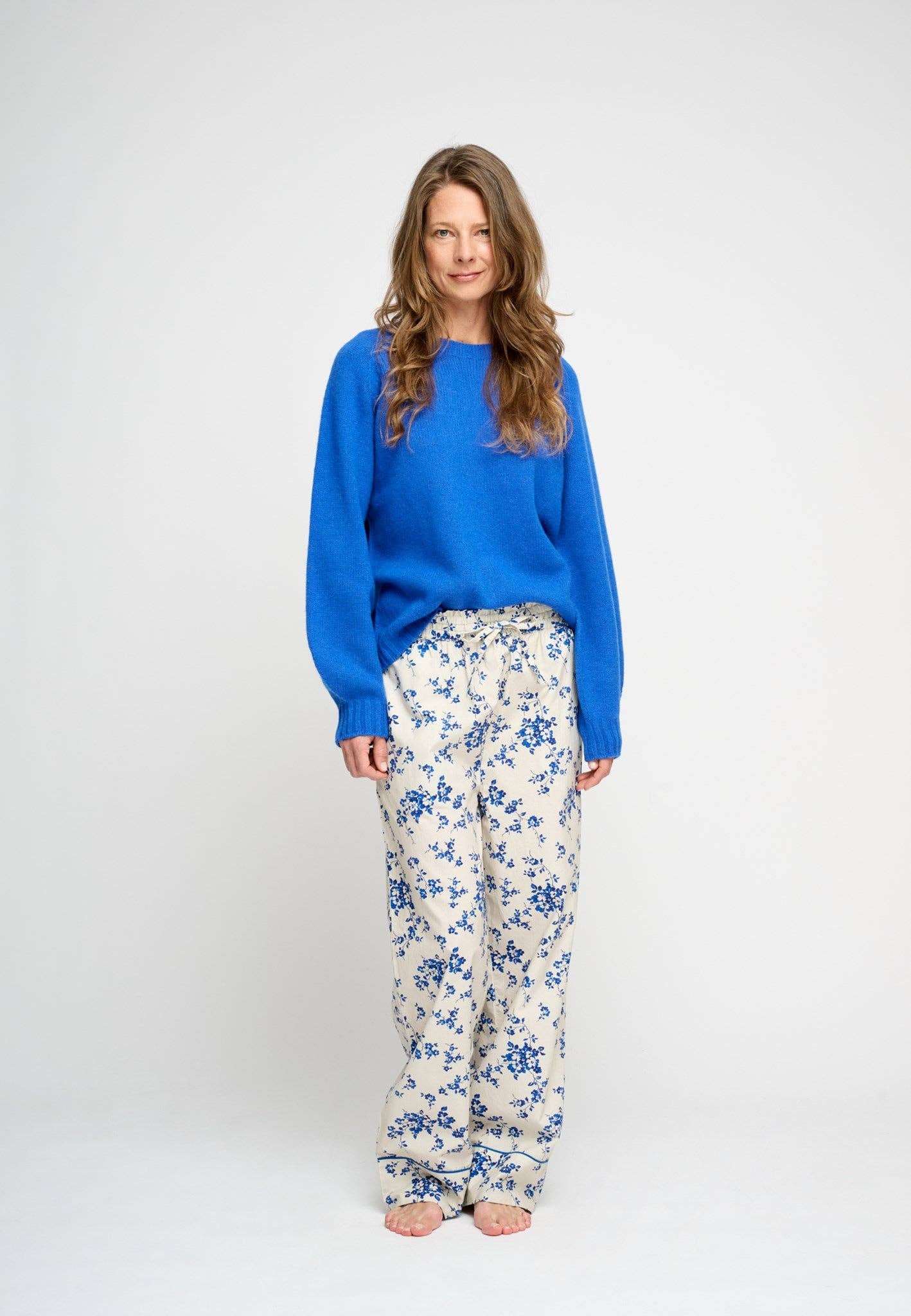 Cotton Poplin Floral Pattern Pajama Pants