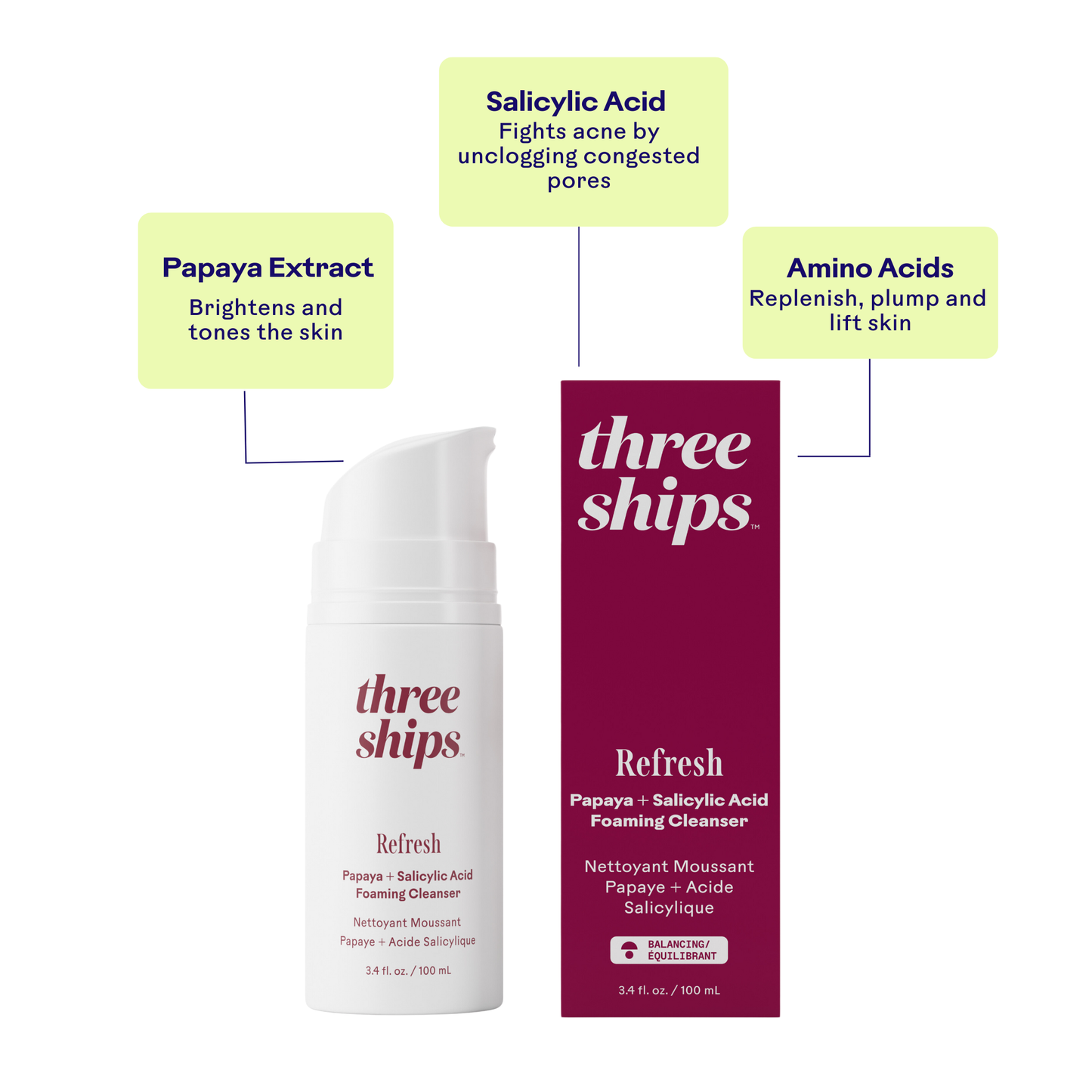 Three Ships Beauty Refresh Papaya + Salicylic Acid Cleanser (100mL)