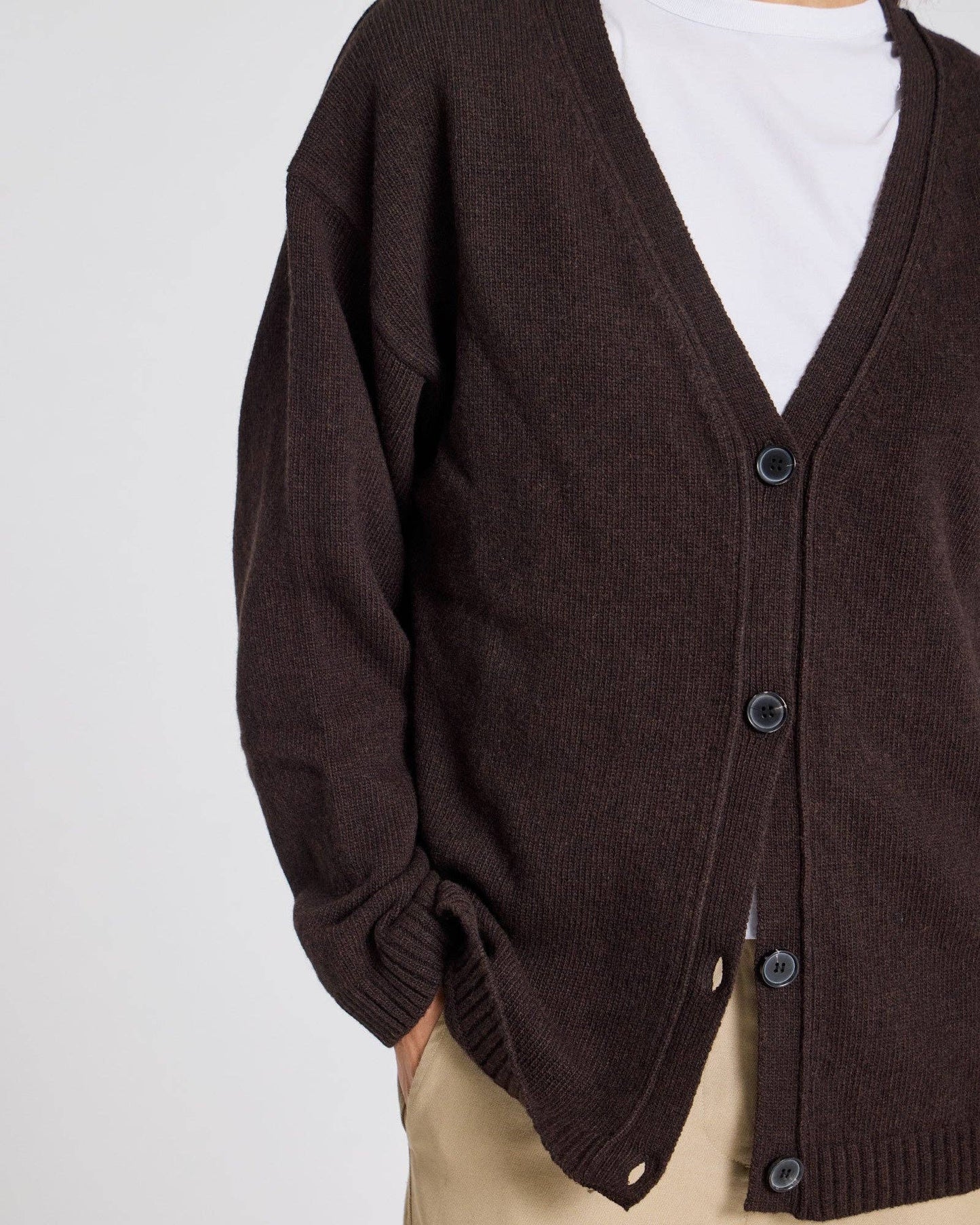 Oversized Lambswool Cardigan | Chocolate