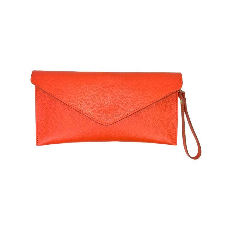 Leather Magnetic Flap Clutch Handbag