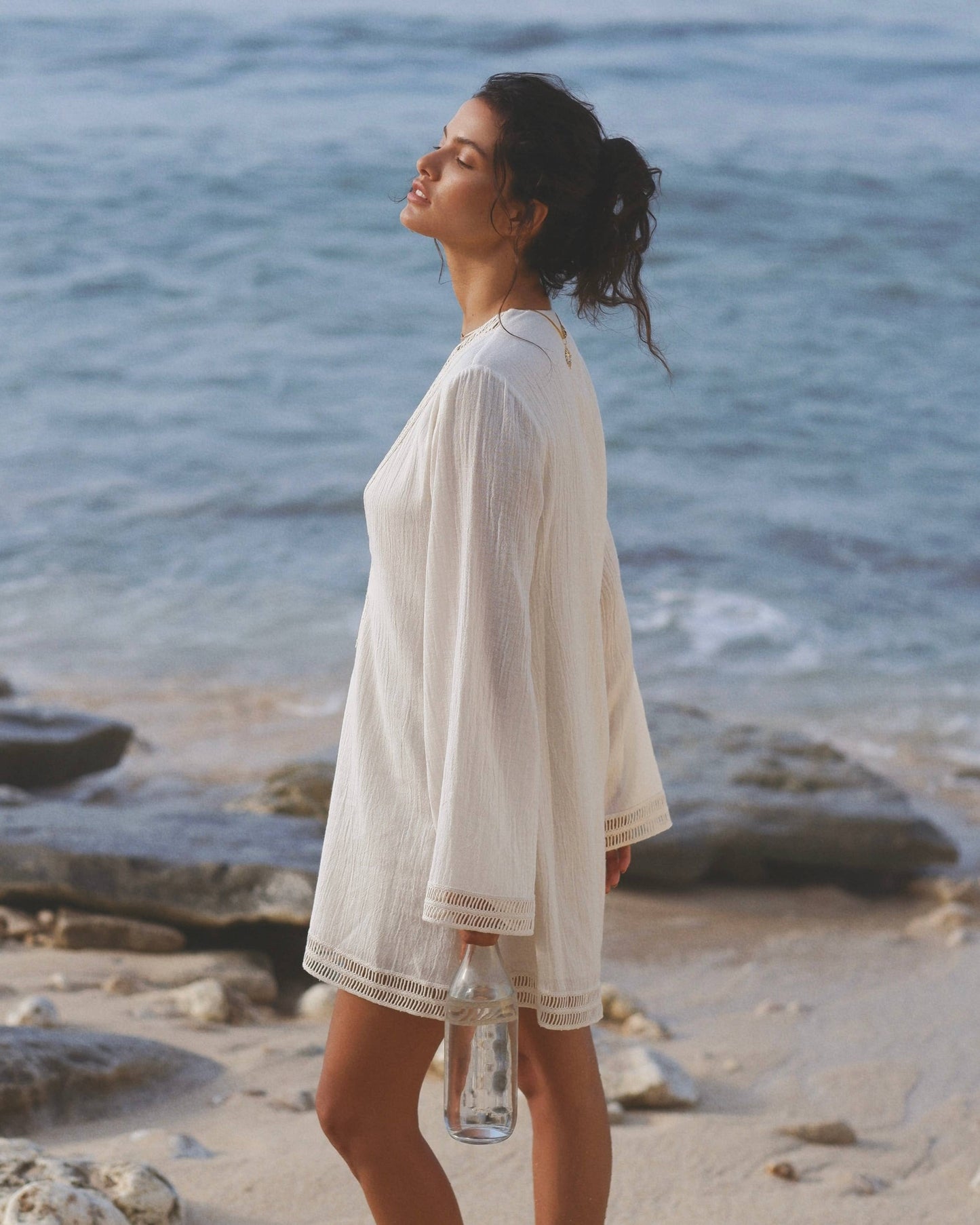 Organic Sustainable Beach Coverup with Lace Details