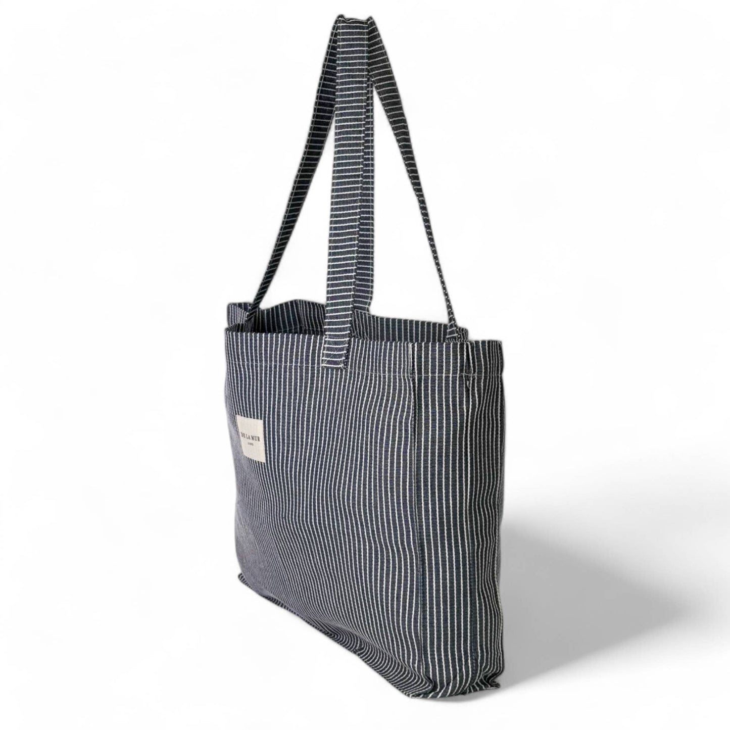 Navy + White Stripe Rectangular Tote Bag