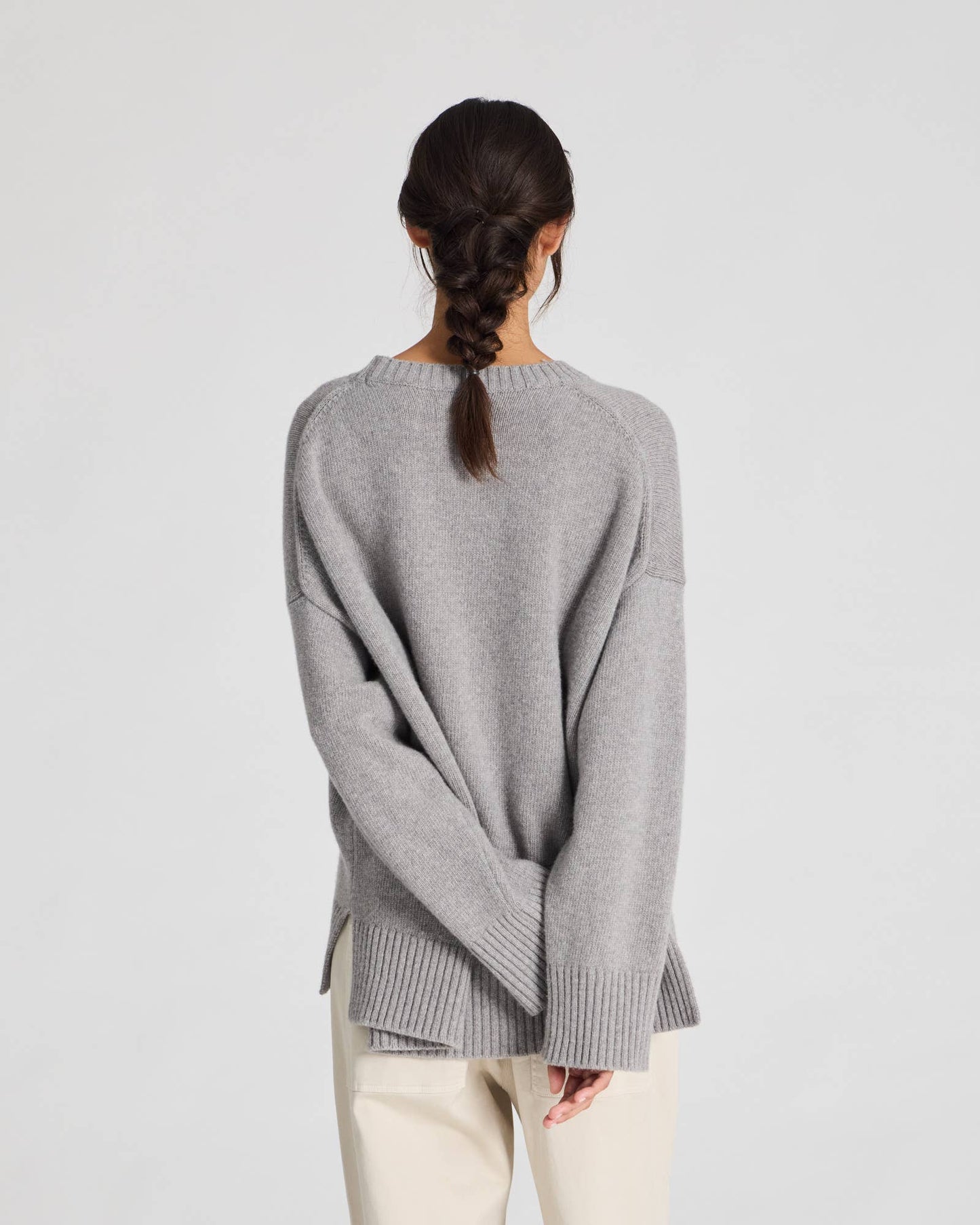 Oversized Lambswool Sweater | Grey Melange