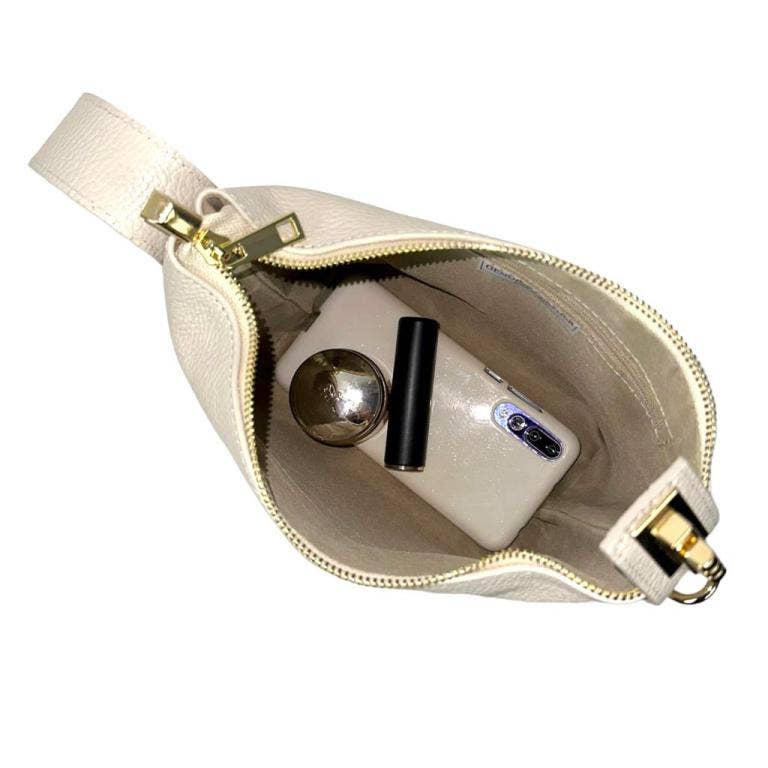 Italian Leather Adjustable Bag with Short Handle + Metal Clasp