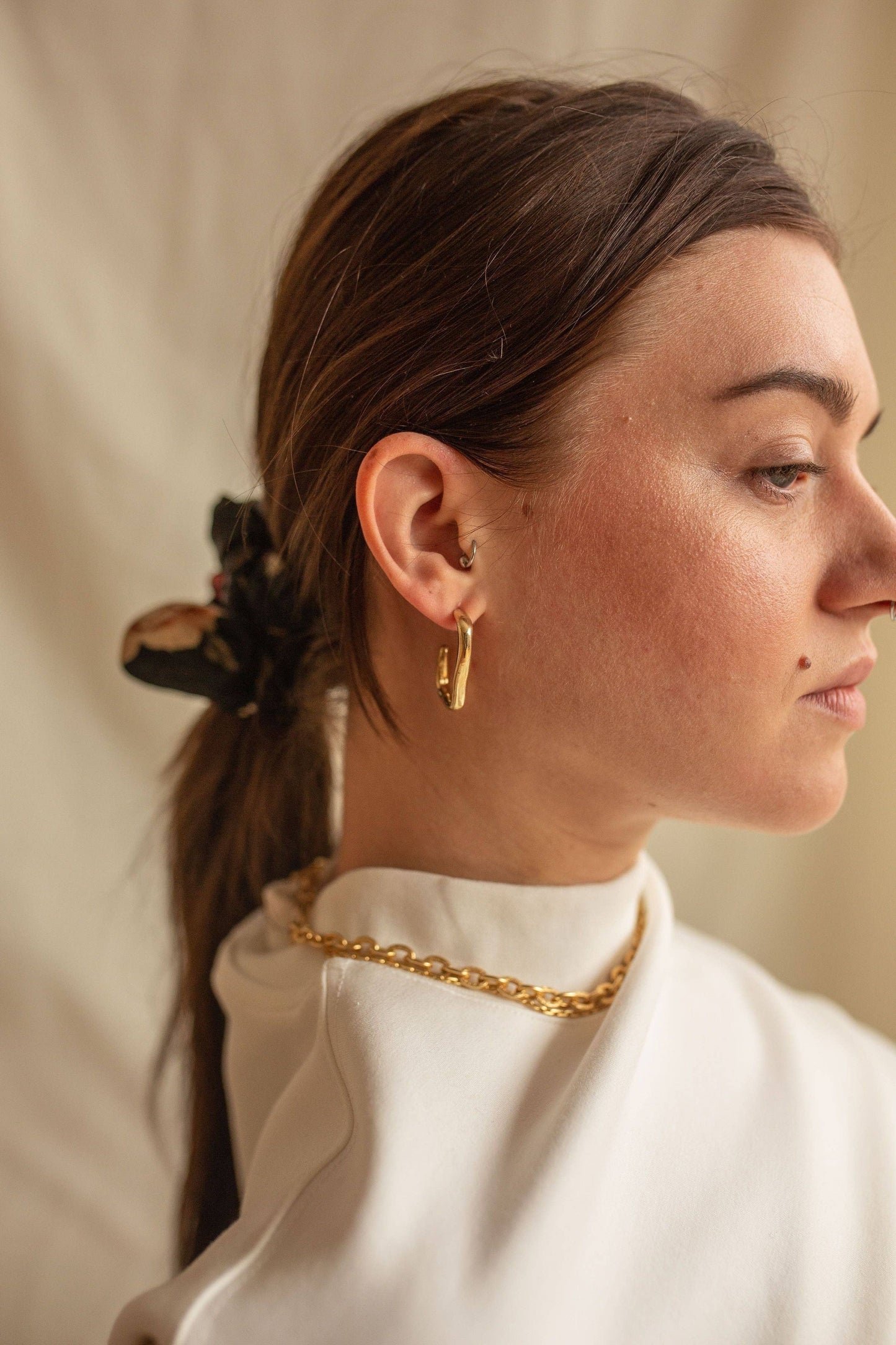 Geometric Classic Recycled Brass Rectangle Hoops