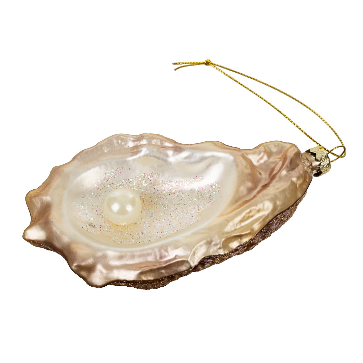 Hand-Blown Glass Oyster Holiday Ornament
