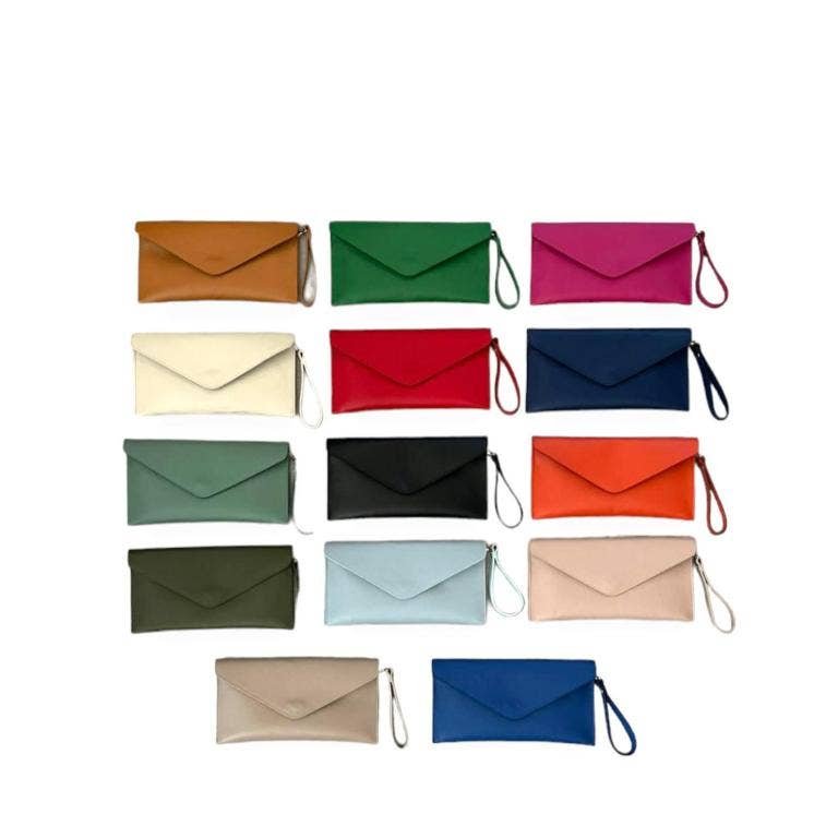 Leather Magnetic Flap Clutch Handbag
