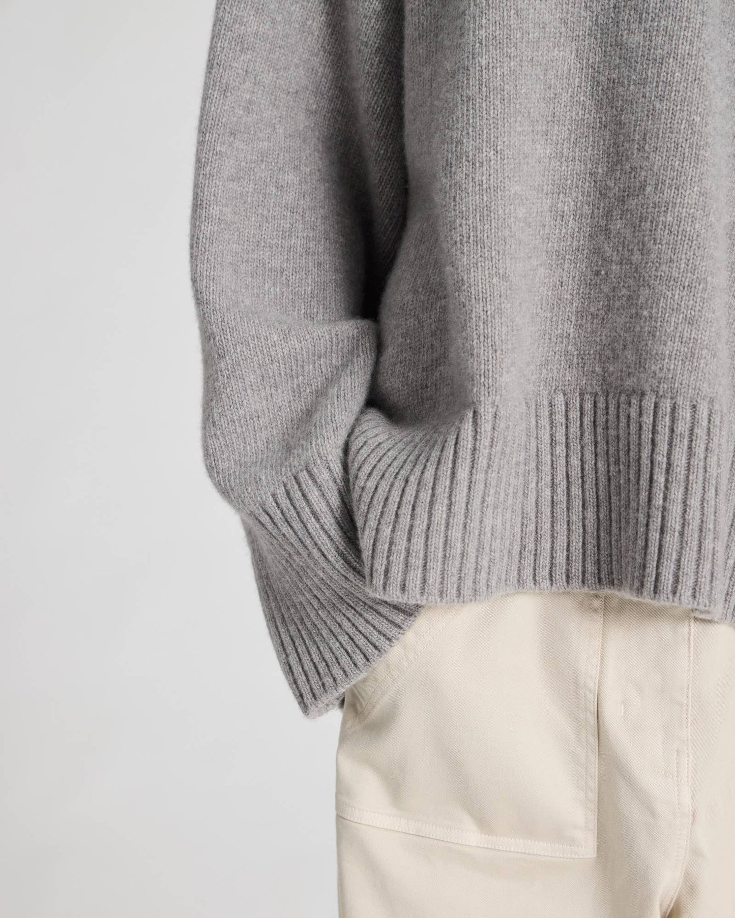 Oversized Lambswool Sweater | Grey Melange