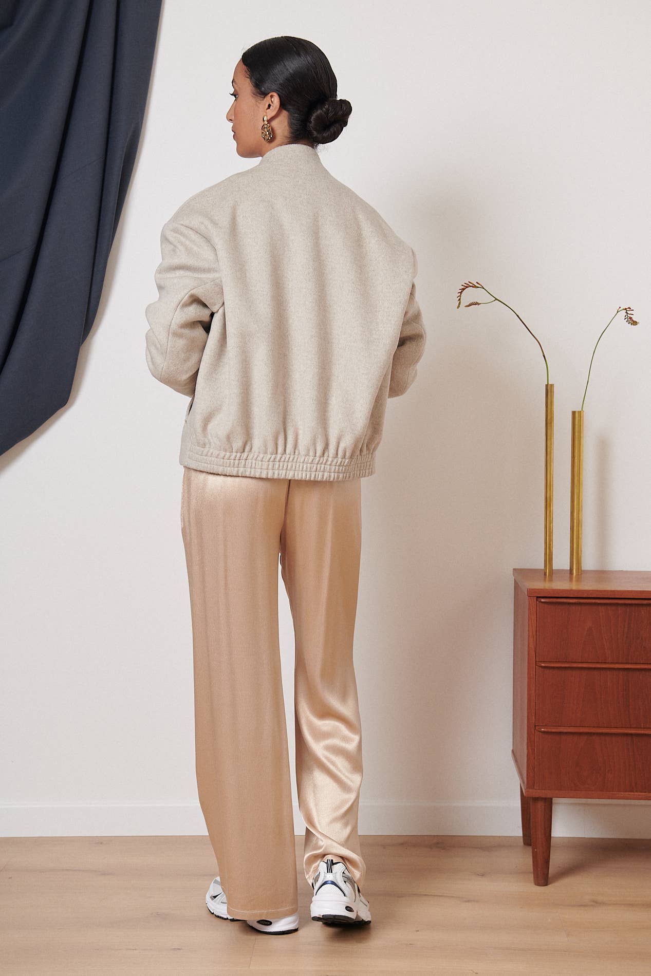 Long Sleeve Wool Blend Bomber Jacket