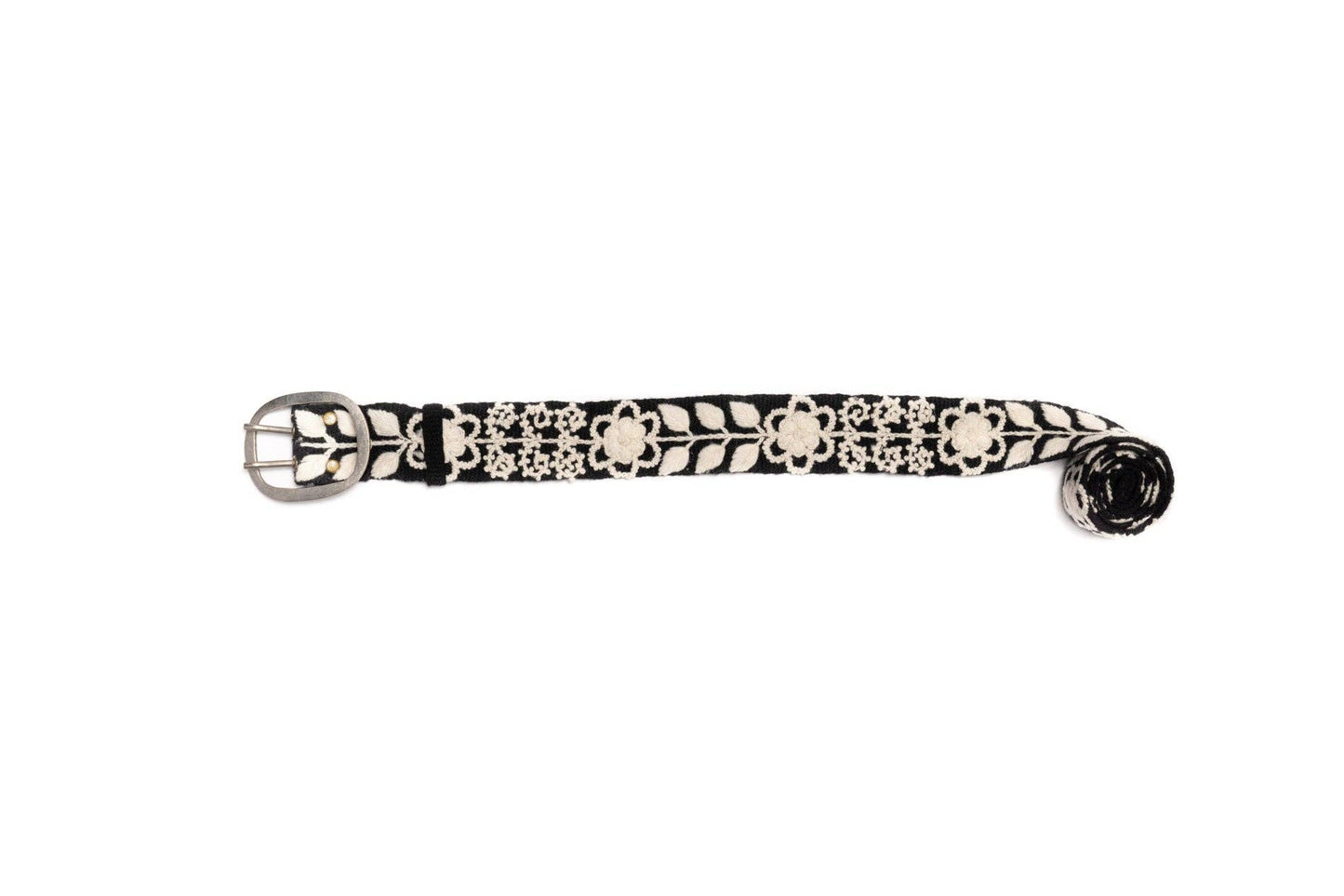 Black and White Hand Embroidered Belt