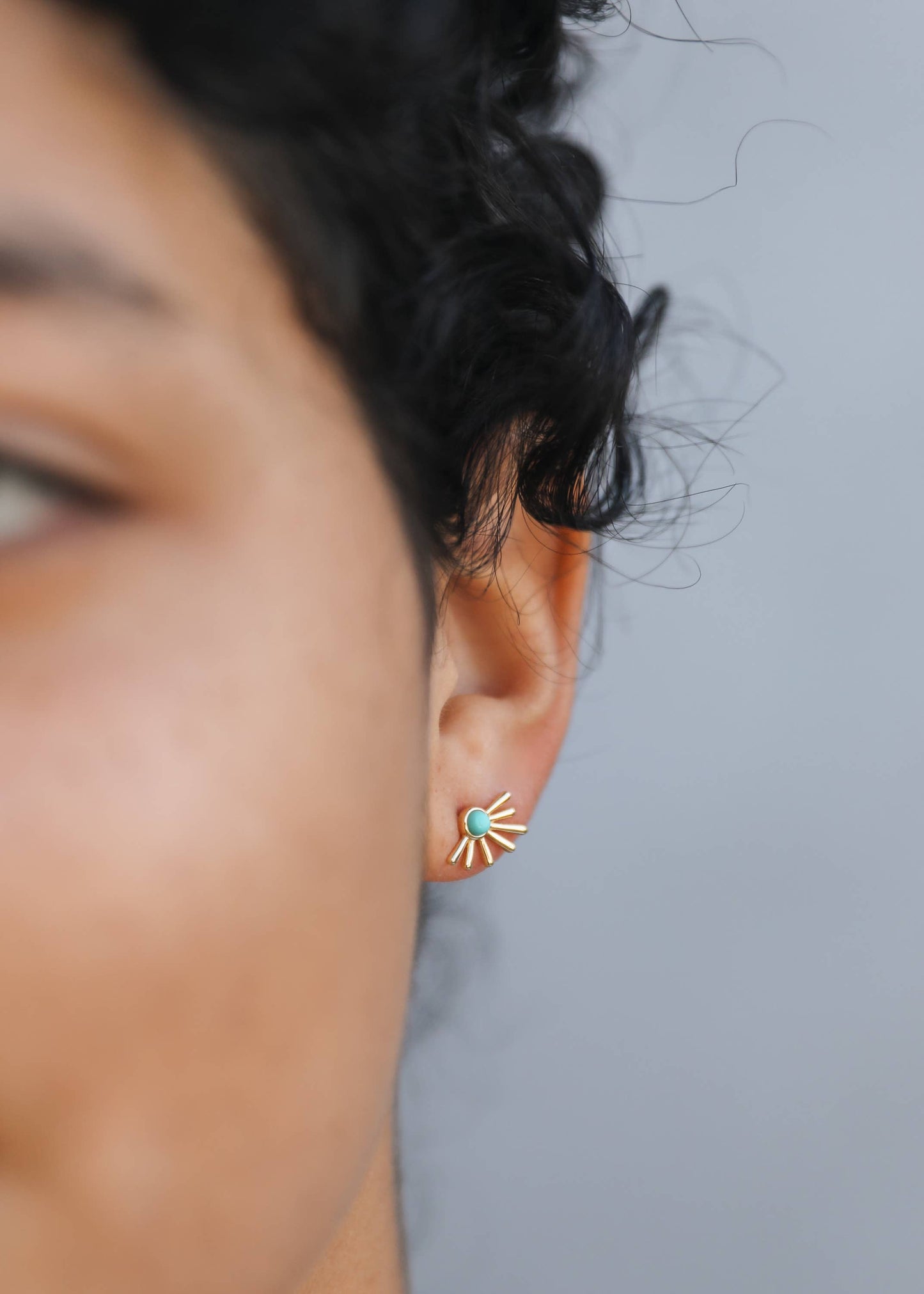Sun Ray | Turquoise Gold Plated Earrings