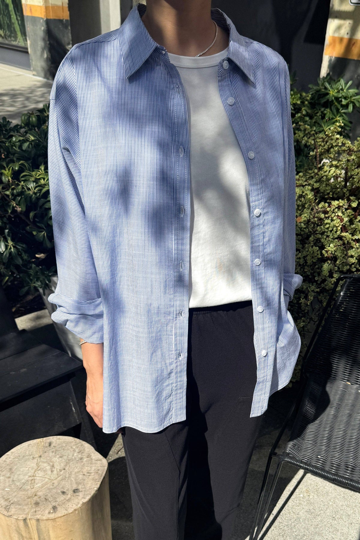 Light Weight Owen Shirt | Blue + White Stripe