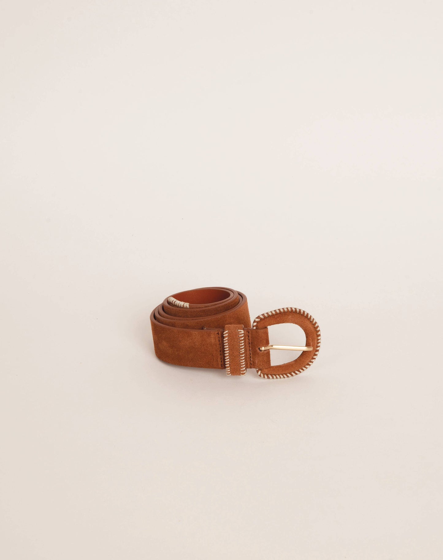 Suede Leather Hand Stitched Belt | Mahogany