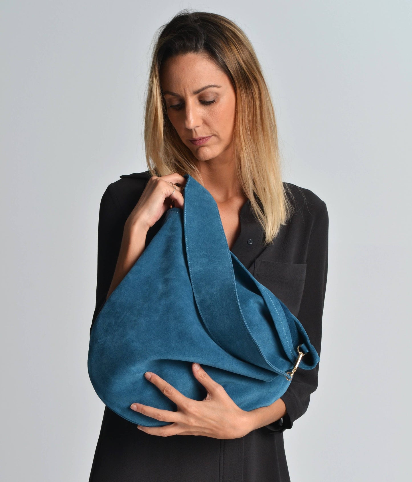 Hobo Suede Bag | Denim