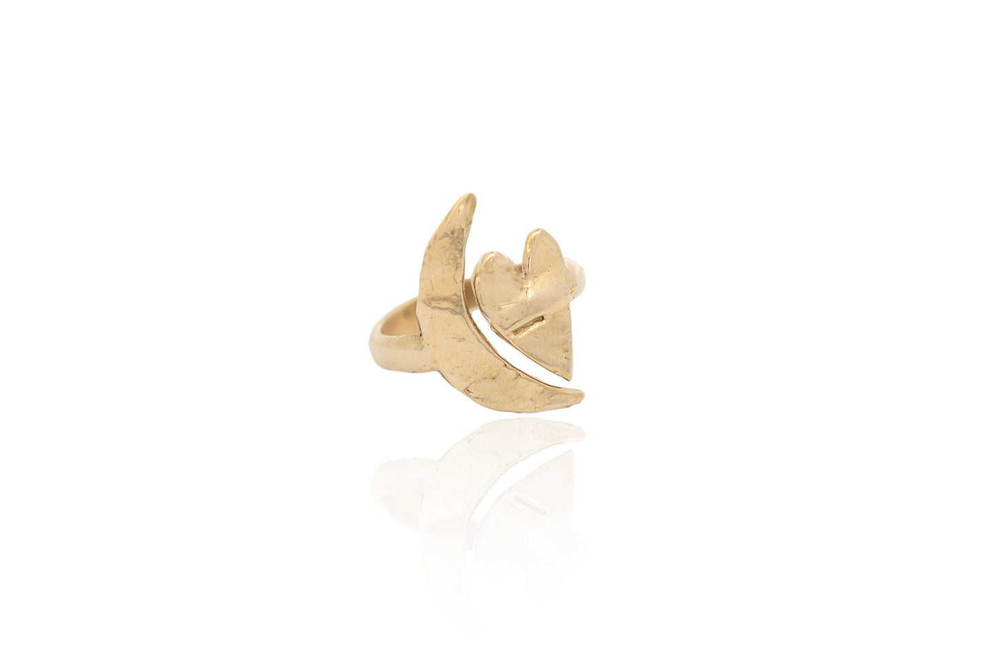 Artemis Moon + Heart Ring | Recycled Brass