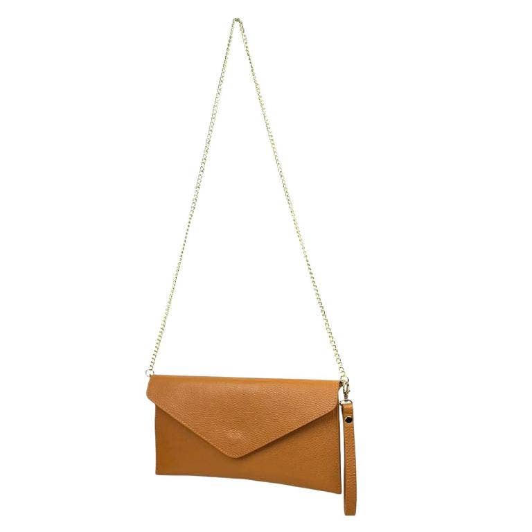 Leather Magnetic Flap Clutch Handbag