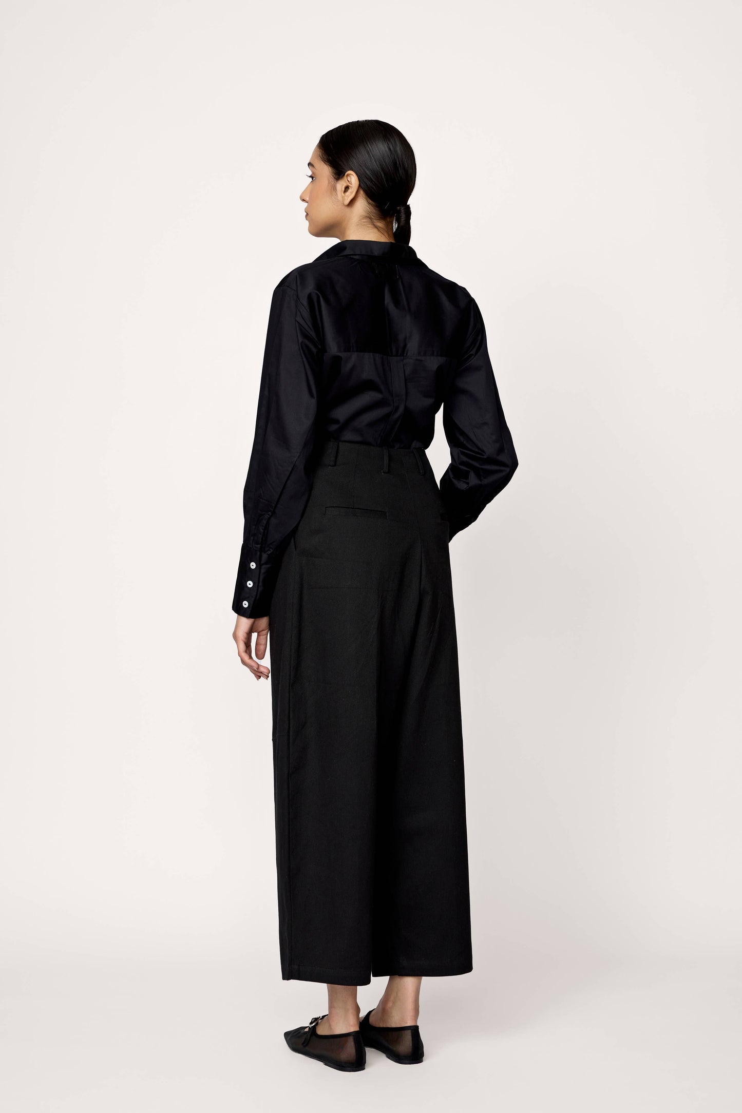 Black Poplin Button Down Shirt