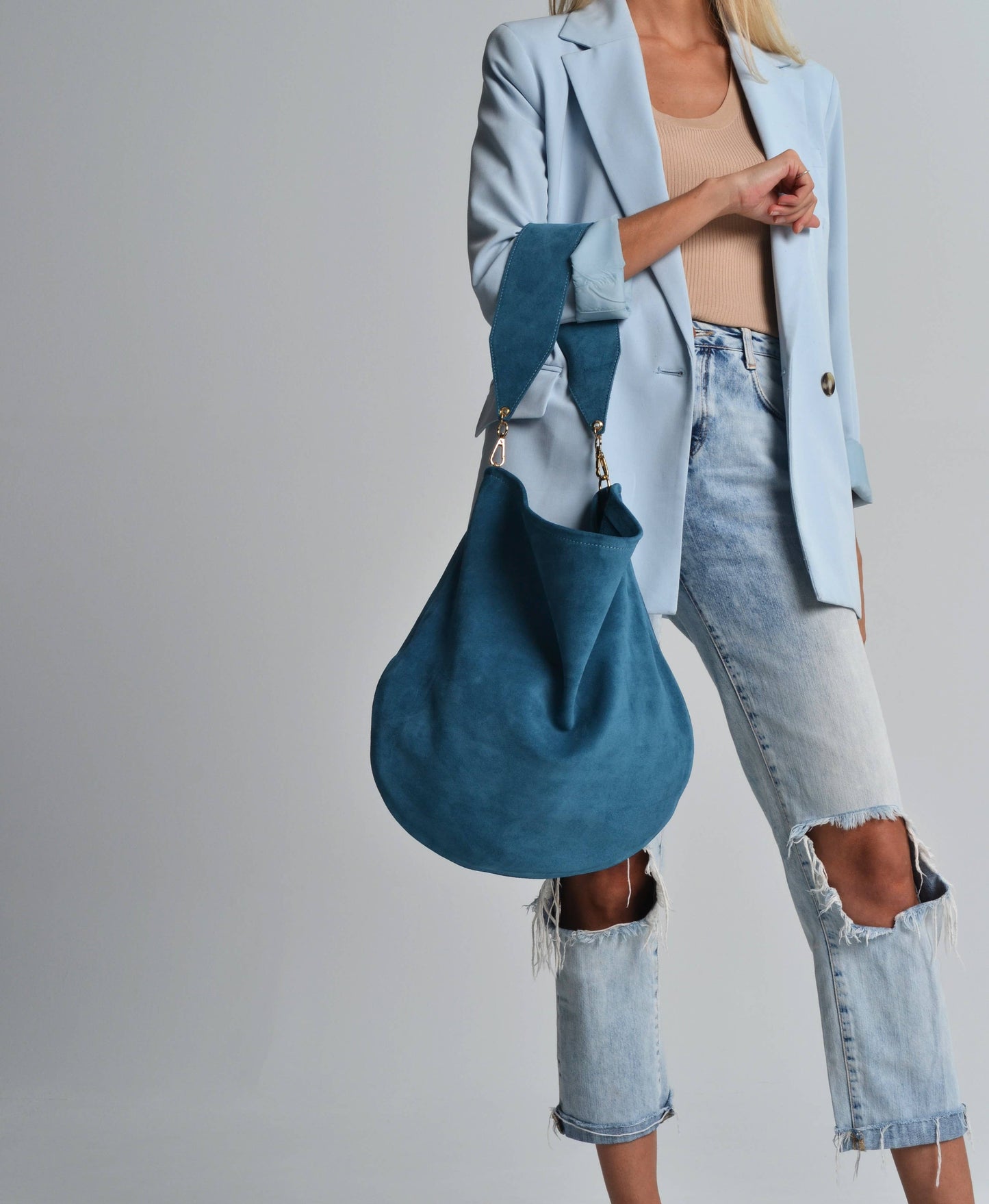 Hobo Suede Bag | Denim
