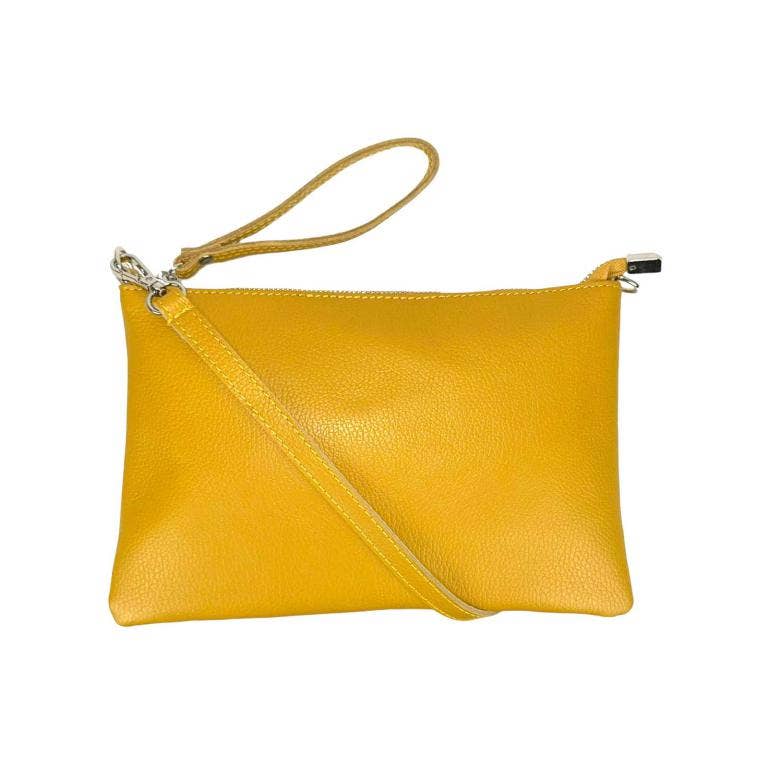 Genuine Leather Clutch Handbag with Adjustable Strap