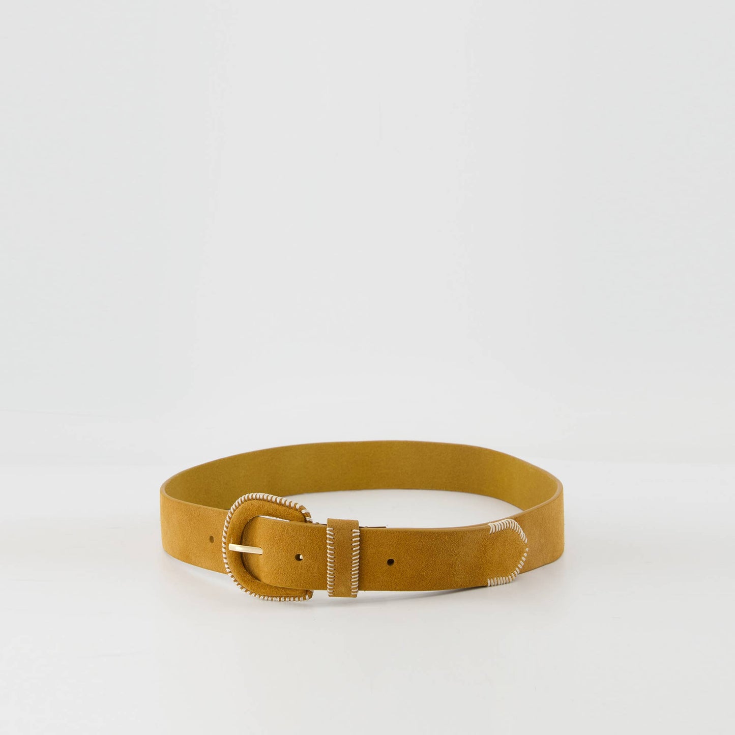 Suede Leather Hand Stitched Belt | Ochre