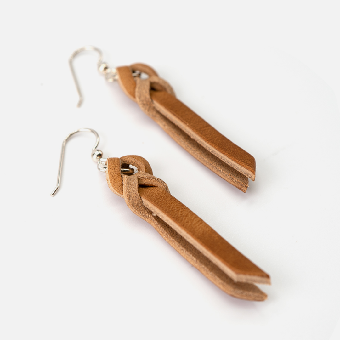 Handcrafted Full-Grain Leather Braided Earrings