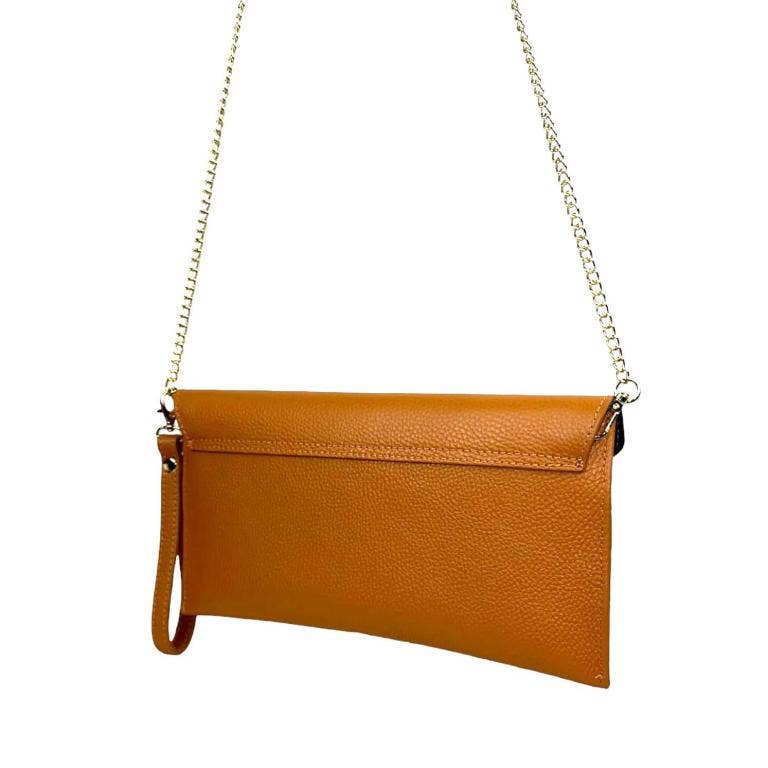 Leather Magnetic Flap Clutch Handbag