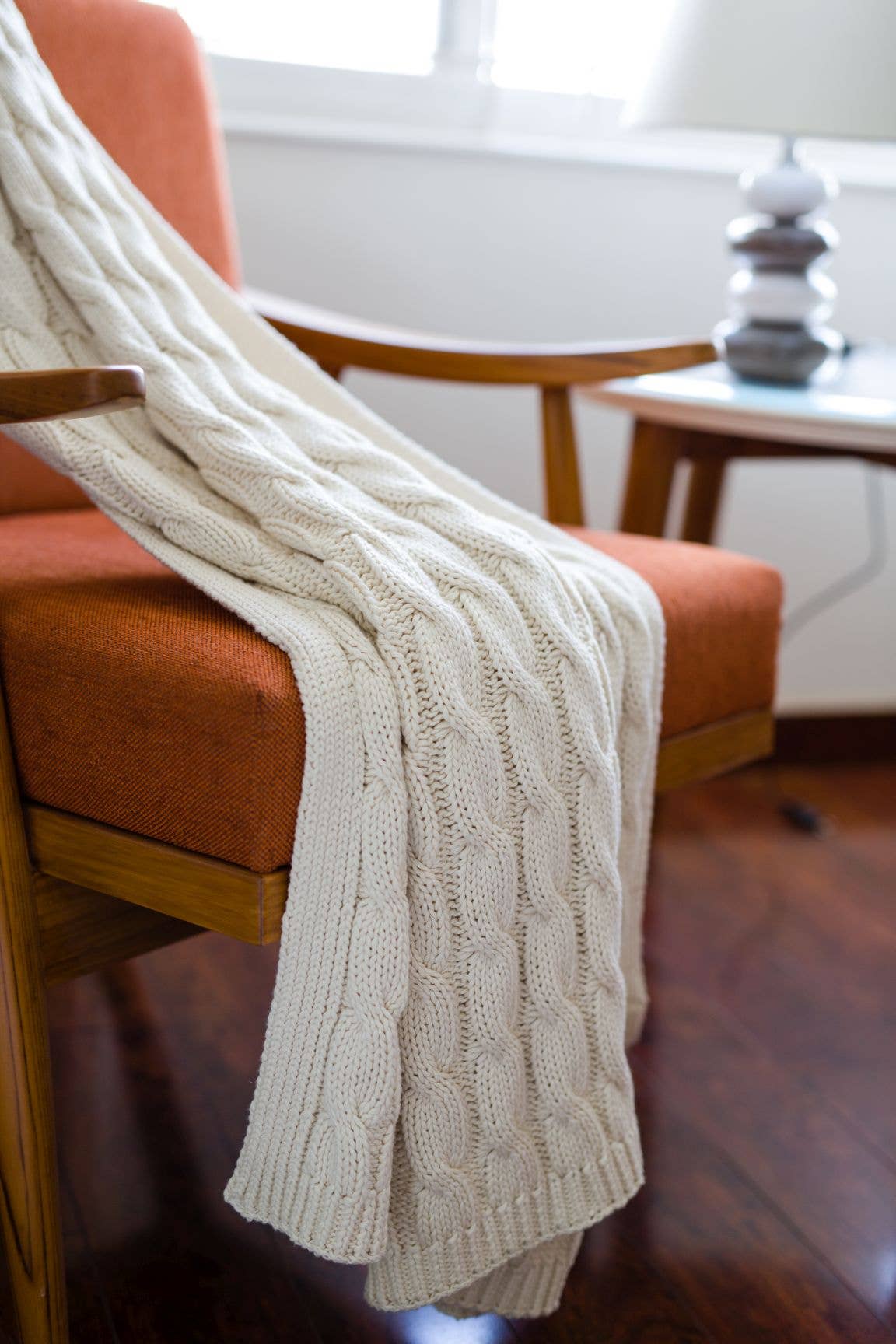 Coastal Cable Knit 100% Cotton Throw Blanket