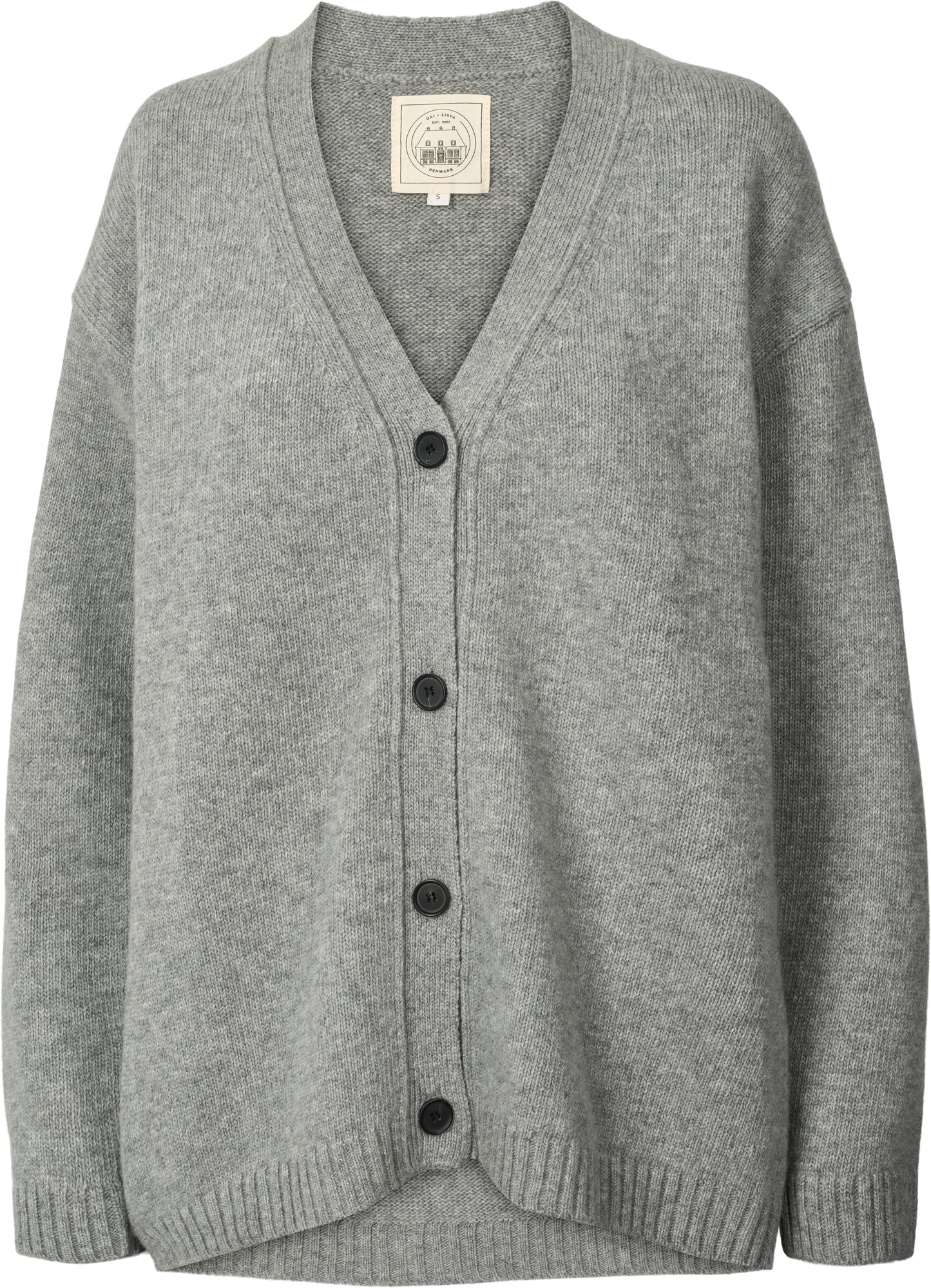 Oversized Lambswool Cardigan | Grey Melange