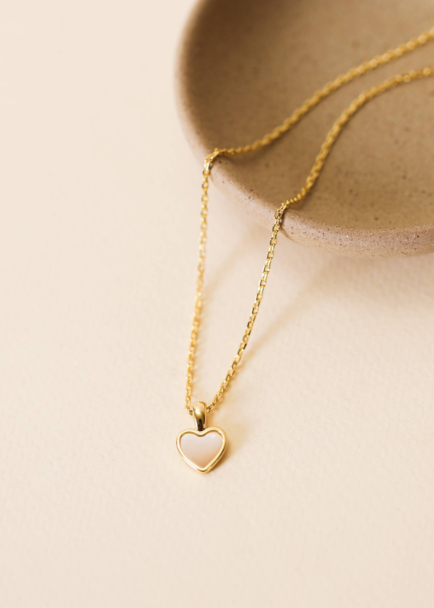 Gemstone Heart Pendant Necklace | Mother of Pearl