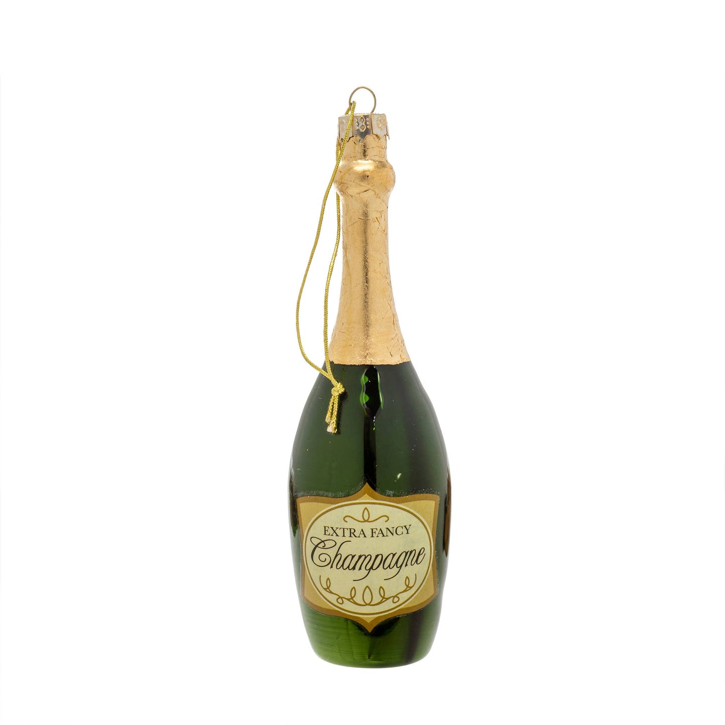Champagne Bottle Holiday Glass Ornament