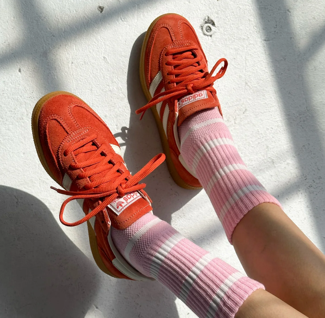 Le Bon Shoppe Stripe Boyfriend Socks | Pink White Stripe