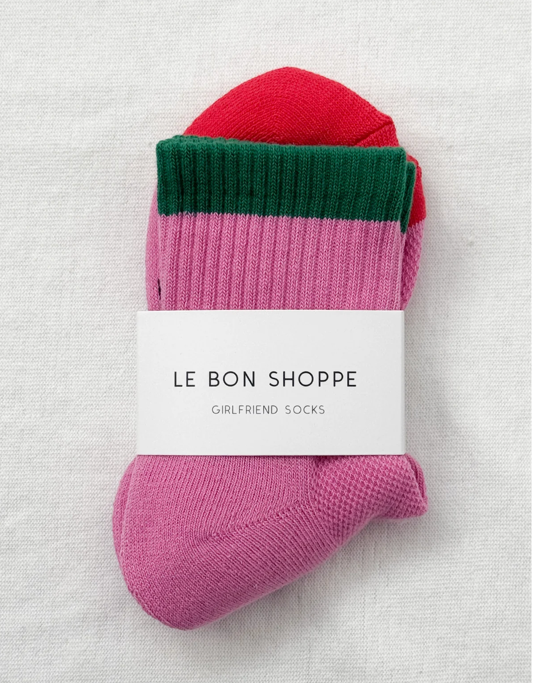 Le Bon Shoppe Girlfriend Socks | Colorblock Rose Green