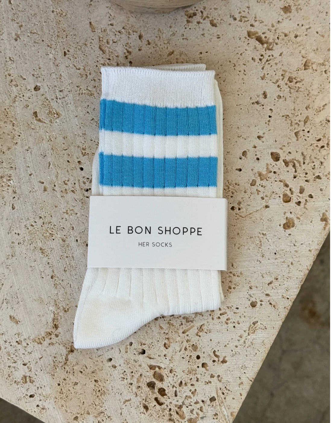 Le Bon Shoppe Her Varsity Socks | Blue Stripe