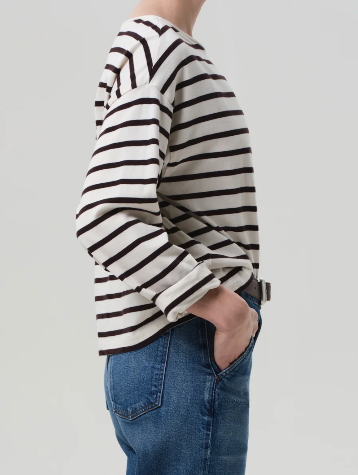 Citizens of Humanity Boat Neck Long Sleeve Top | Chocolate Stripe