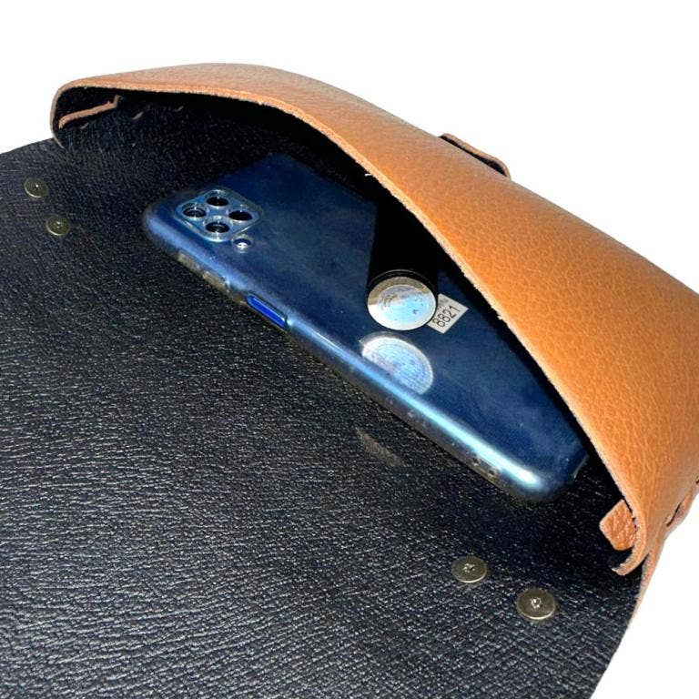 Women's Grain Leather Handbag with Chain Handle and Button Closure
