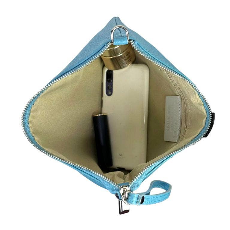 Genuine Leather Clutch Handbag with Adjustable Strap