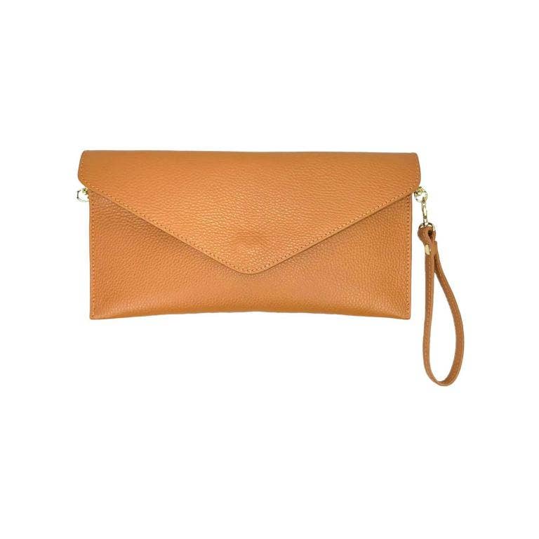 Leather Magnetic Flap Clutch Handbag