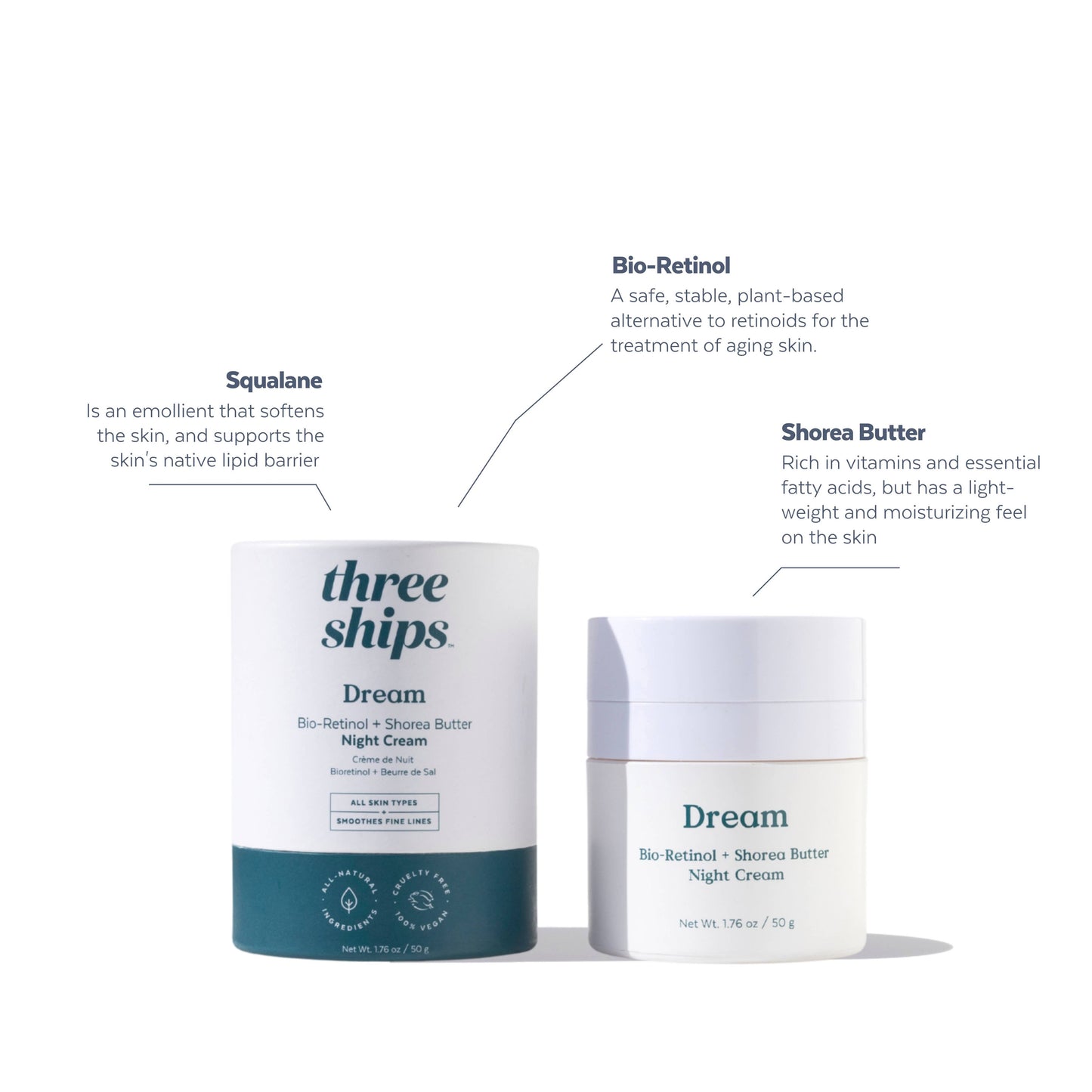 Three Ships Beauty Dream Bio-Retinol + Shorea Butter Night Cream (50g)