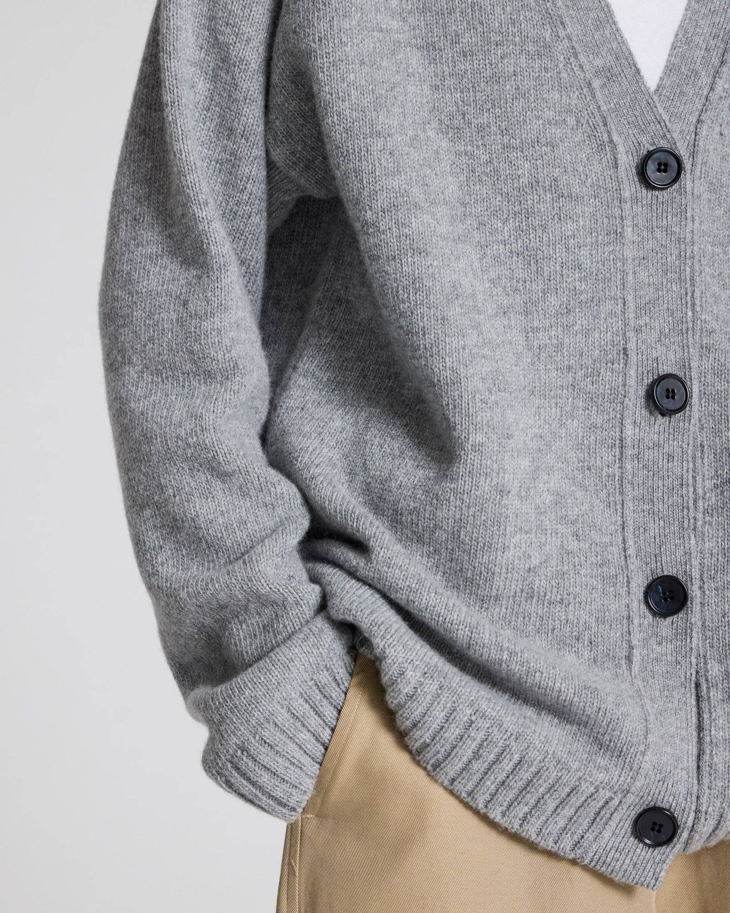 Oversized Lambswool Cardigan | Grey Melange