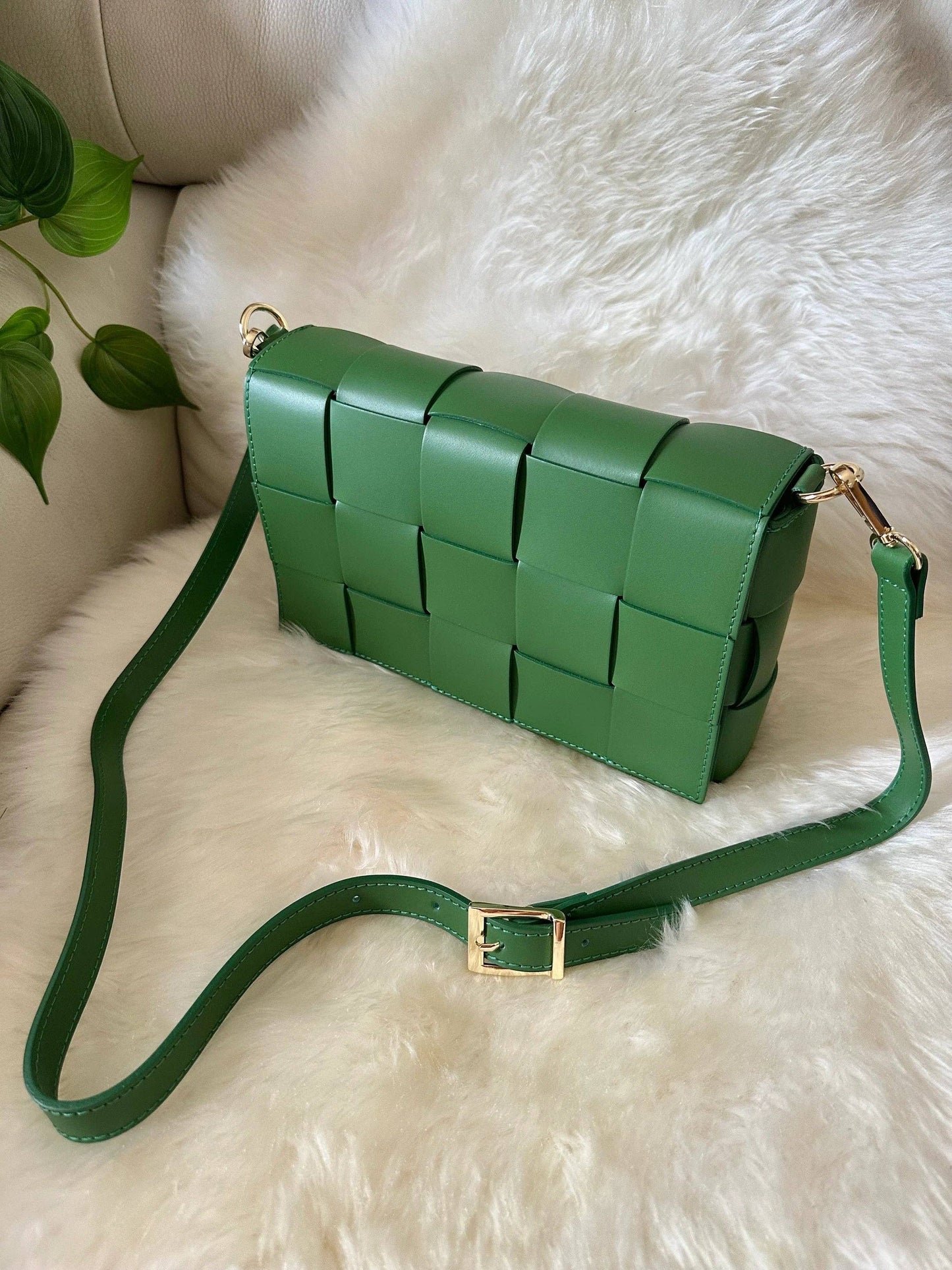 Crossbody Woven Leather Handbag