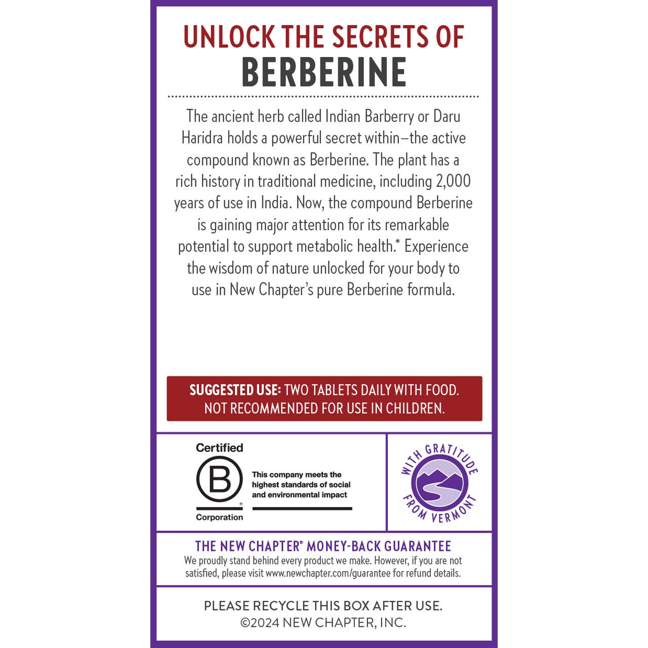 New Chapter Berberine Supplement - 1000 mg | 60 Tablets