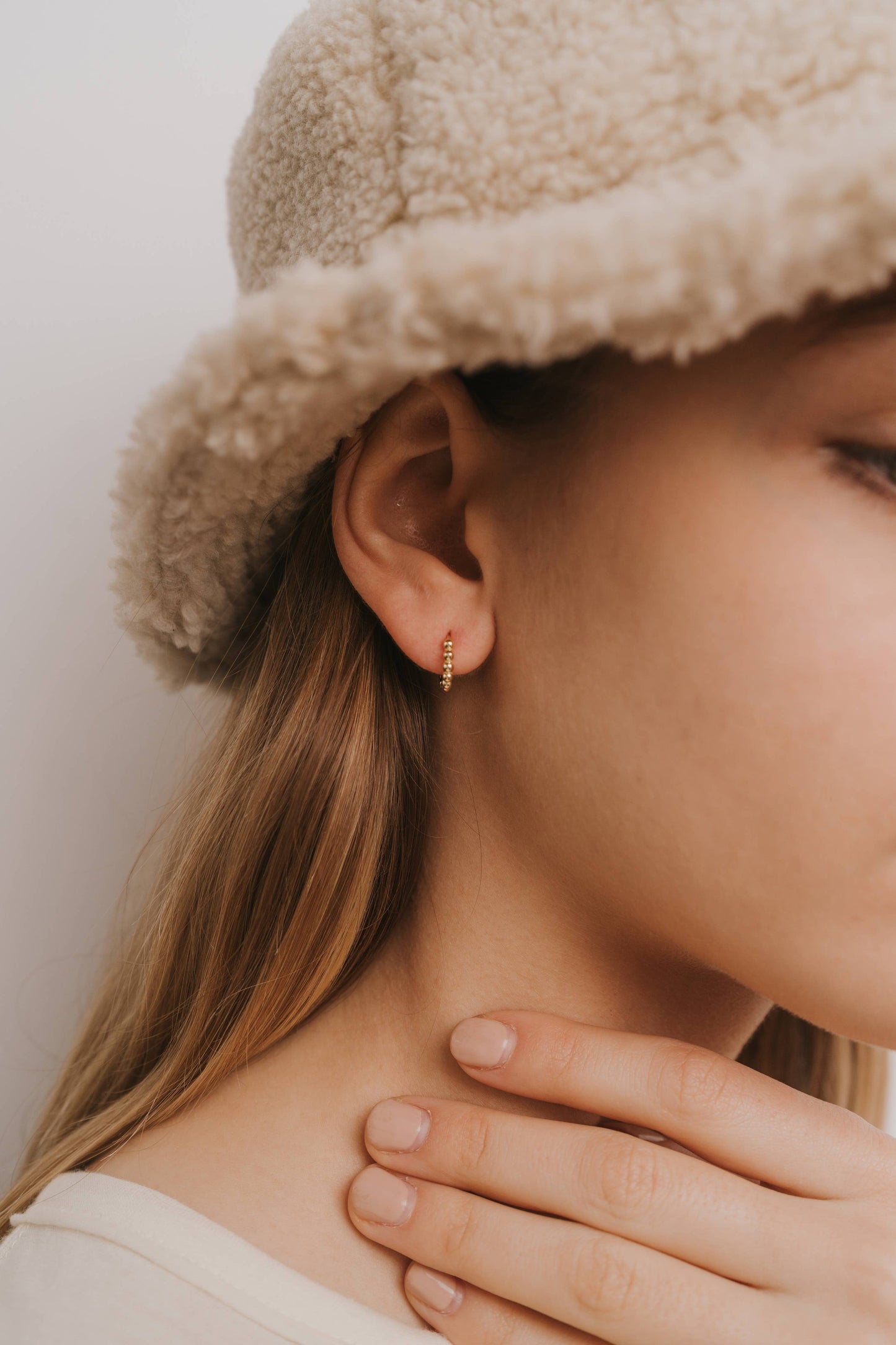 Ball Hoop Gold Earrings | Small