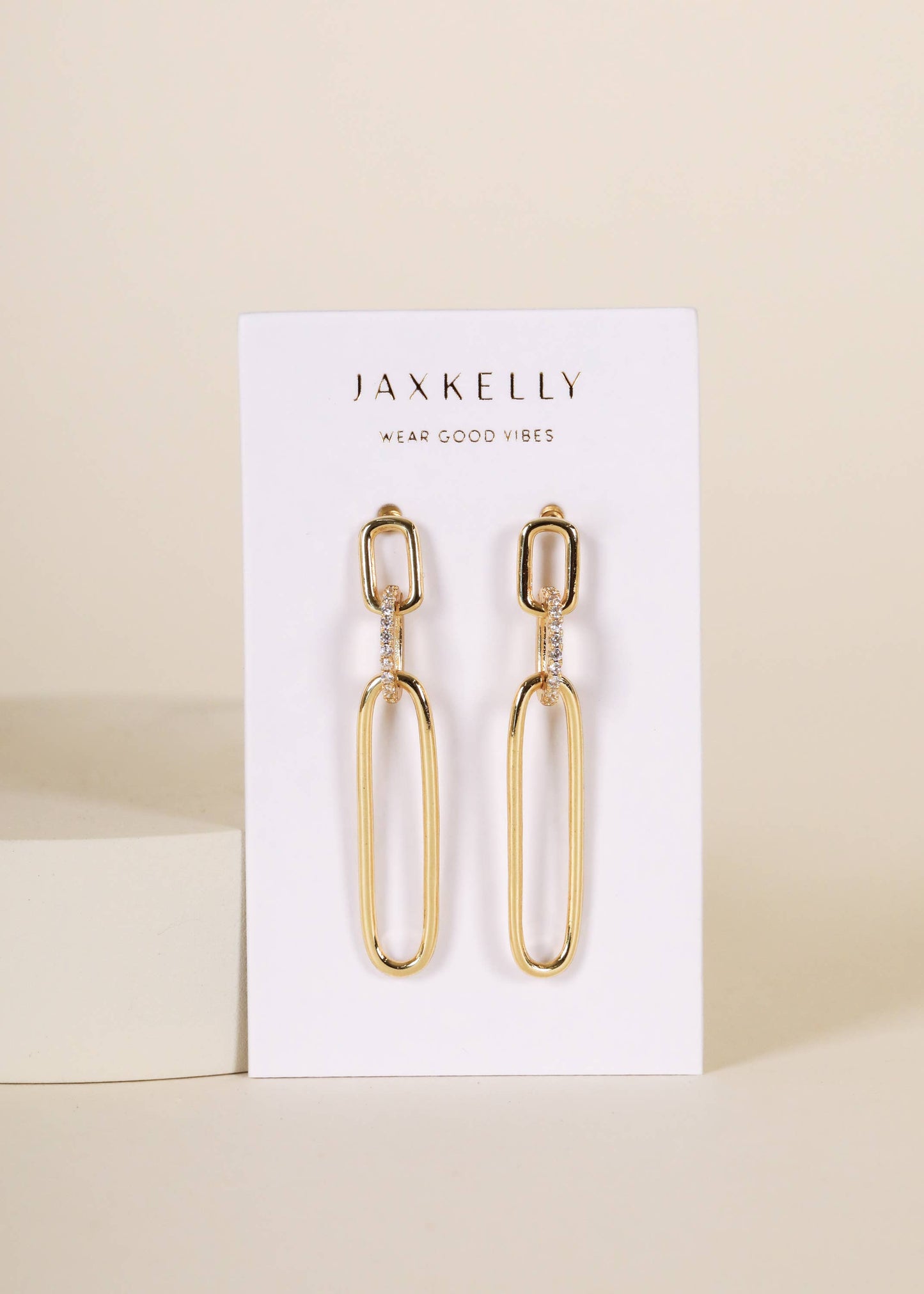Pave Link Drop | Gold Plated Earrings