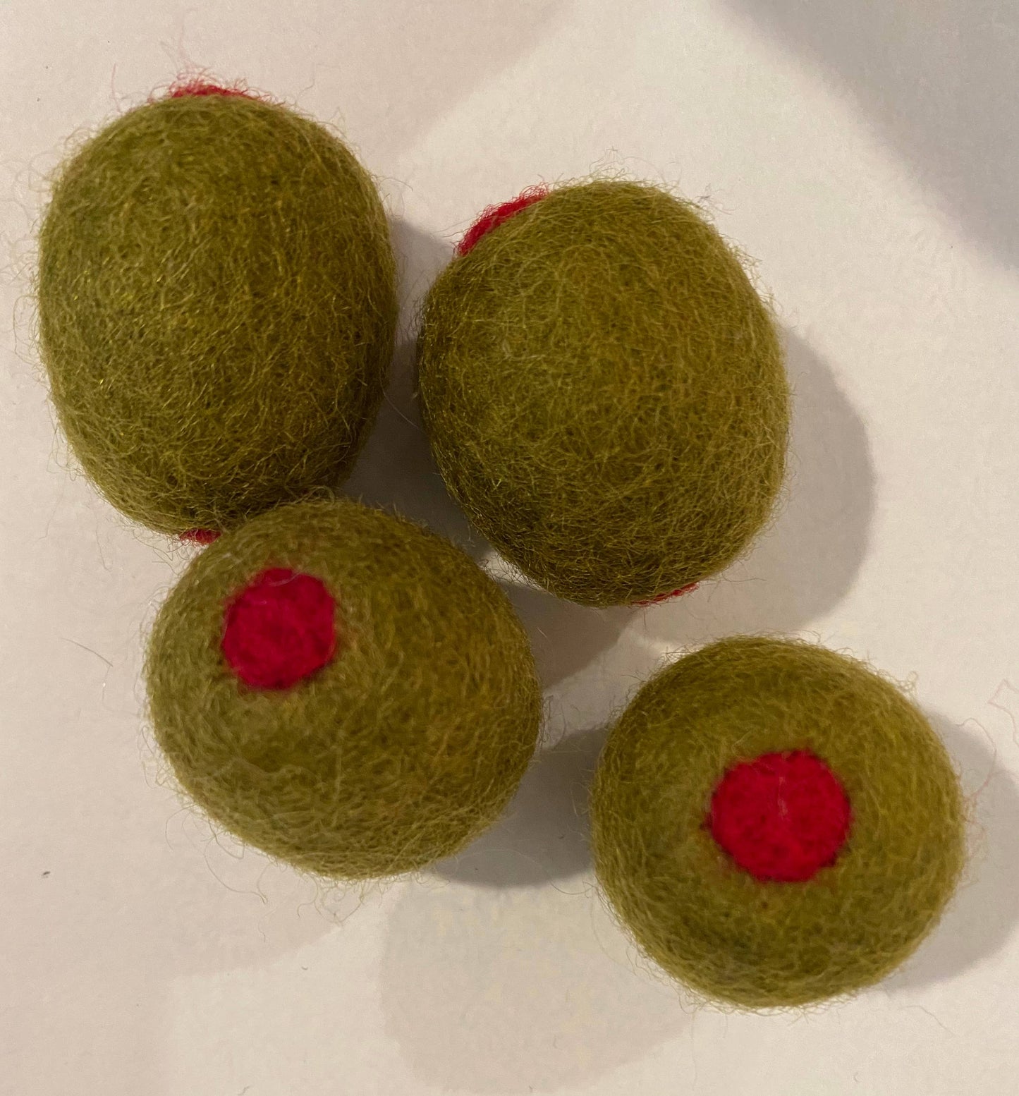 Handmade Felted Wool "Tipsy Olive" ornament