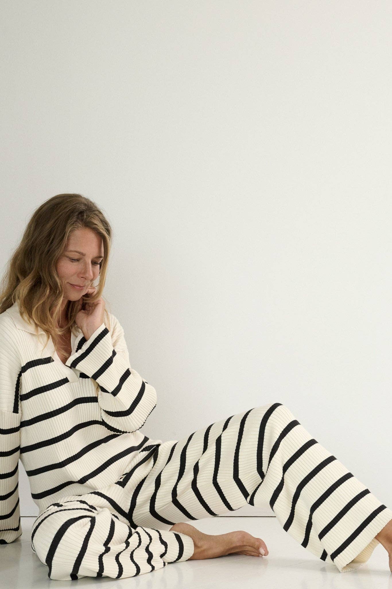 Coastal Stripe Rib Knit Lounge Top