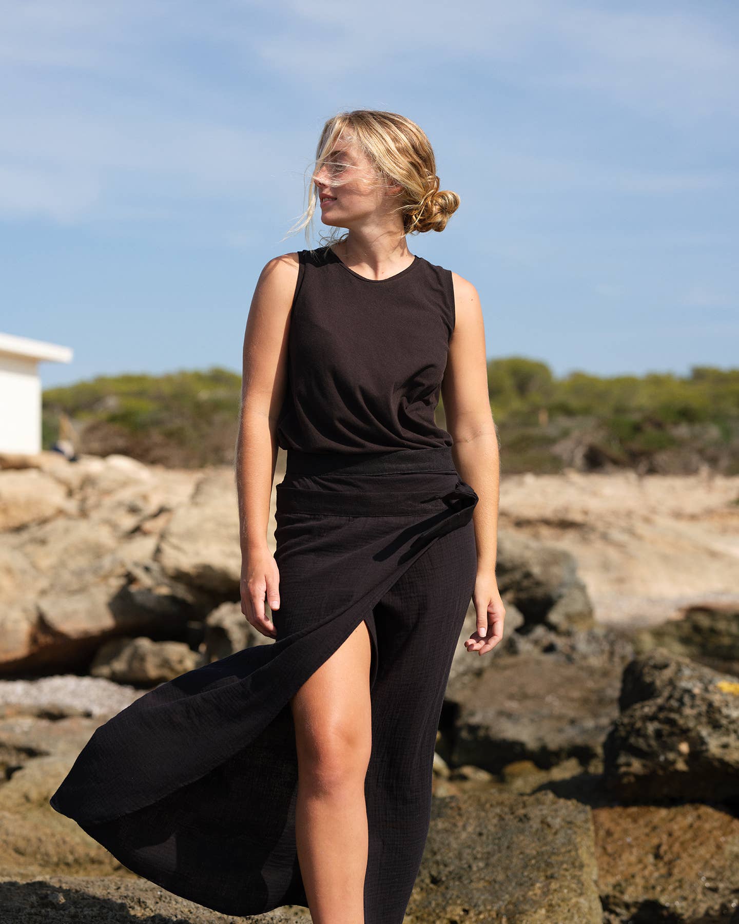 Linen Crepe Wrap Skirt