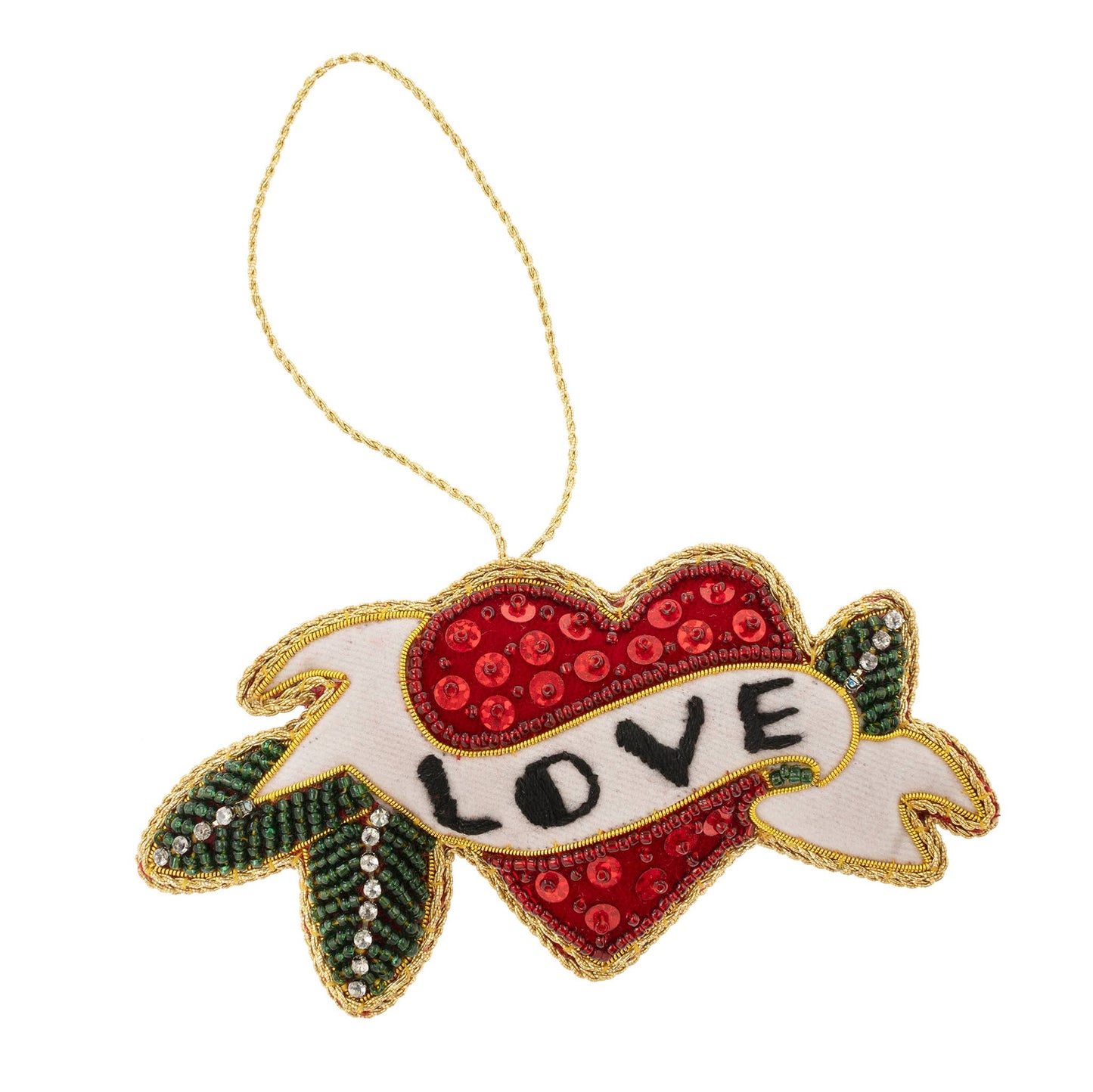 Love Zardozi Beaded Holiday Ornament
