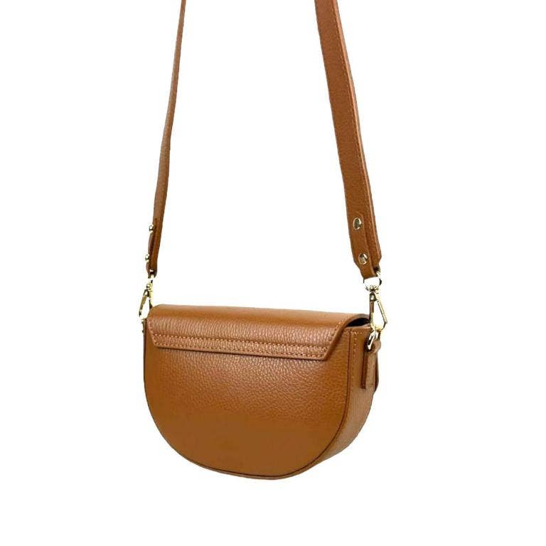Italian Leather Shoulder Bag with Gold Metal Clasp